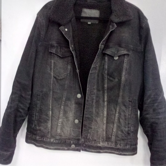 black denim fleece jacket men's